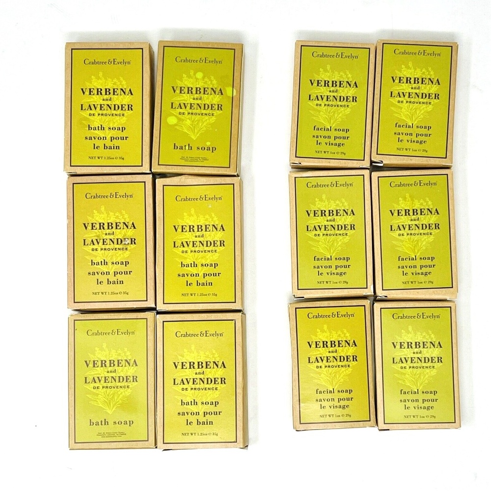 Crabtree and Evelyn VERBENA & LAVENDER Facial & Bath Soap Travel Lot of 12 New